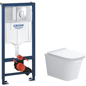 фото Комплект унитаза grossman classic с инсталляцией grohe, сиденье микролифт (gr-4463s, 38721001)