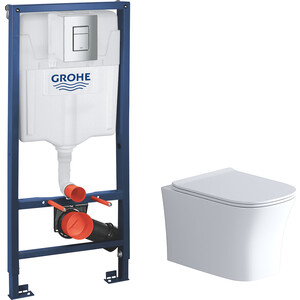 Комплект унитаза Grossman Style с инсталляцией Grohe, сиденье микролифт (GR-4474S, 38772001) комплект унитаза grossman с инсталляцией сиденье микролифт серый матовый gr 4455gms 38772001