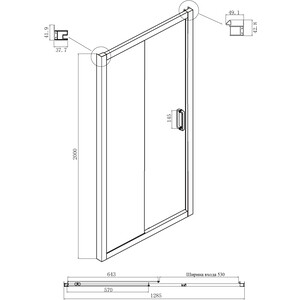 Душевая дверь Ambassador Forsa 130х200 прозрачная, черный (17021219AB)
