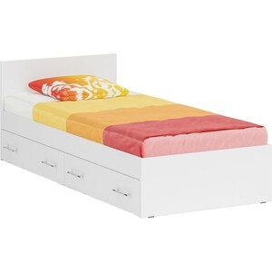 Кровать с ящиками СВК Стандарт 90х200 белый (1024227) кровать на уголках 4 с ящиками 1600х1900 мм молочный дуб