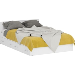Кровать с ящиками СВК Стандарт 140х200 белый (1024229) кровать на уголках 4 с ящиками 1600х1900 мм молочный дуб