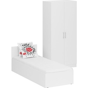 Комплект мебели СВК Стандарт кровать 80х200, шкаф 2-х створчатый 90х52х200, белый (1024250) кровать свк стандарт 120х200 белый 1024223
