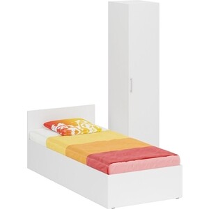 Комплект мебели СВК Стандарт кровать 90х200, пенал 45х52х200, белый (1024252) кровать детская с мягкой спинкой сердце 3 800 × 1600 мм без бортика белый оранжевый