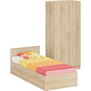 Комплект мебели СВК Стандарт кровать 90х200, шкаф 2-х створчатый 90х52х200, дуб сонома (1024333) комплект мебели keter