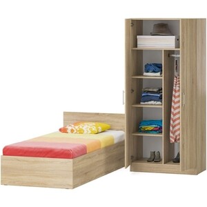 Комплект мебели СВК Стандарт кровать 90х200, шкаф 2-х створчатый 90х52х200, дуб сонома (1024333)