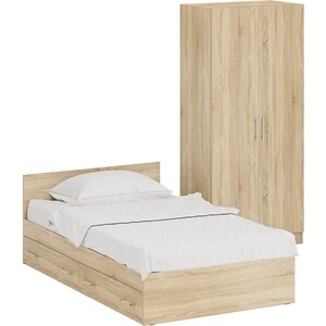 Комплект мебели СВК Стандарт кровать 120х200 с ящиками, шкаф 2-х створчатый 90х52х200, дуб сонома (1024351) комплект мебели для ванной geberit