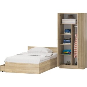 Комплект мебели СВК Стандарт кровать 120х200 с ящиками, шкаф 2-х створчатый 90х52х200, дуб сонома (1024351)