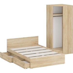 Комплект мебели СВК Стандарт кровать 140х200 с ящиками, шкаф угловой 81,2х81,2х200, дуб сонома (1024355)