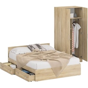 Комплект мебели СВК Стандарт кровать 160х200 с ящиками, шкаф 2-х створчатый 90х52х200, дуб сонома (1024357)
