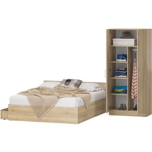 Комплект мебели СВК Стандарт кровать 160х200 с ящиками, шкаф 2-х створчатый 90х52х200, дуб сонома (1024357)