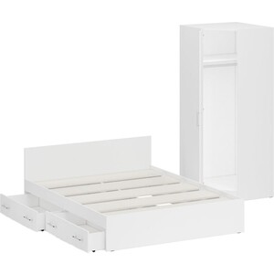 Комплект мебели СВК Стандарт кровать 160х200 с ящиками, шкаф угловой 81,2х81,2х200, белый (1024278)