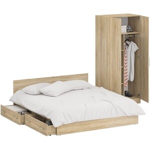 Комплект мебели СВК Стандарт кровать 180х200 с ящиками, шкаф 2-х створчатый 90х52х200, дуб сонома (1024360)