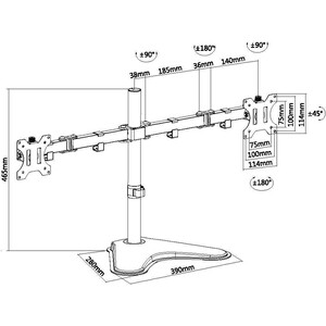 фото Кронштейн для мониторов ultramounts um 706 черный 13''-32'' макс.8кг настольный поворот и наклон