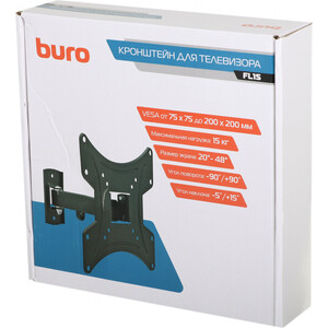 Кронштейн для телевизора Buro FL1S черный 20"-48" макс.15кг настенный поворотно-выдвижной и наклонный