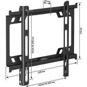 фото Кронштейн для телевизора holder f2617-b черный 22''-40'' макс.25кг настенный фиксированный