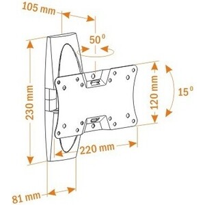 фото Кронштейн для телевизора holder lcds-5062 черный глянец 19''-32'' макс.30кг настенный поворот и наклон