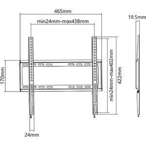 Кронштейн для телевизора Ultramounts UM 812F черный 32''-55'' макс.35кг настенный фиксированный UM 812F черный 32"-55" макс.35кг настенный фиксированный - фото 2