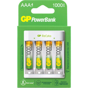 фото Аккумулятор + зарядное устройство gp powerbank gp e411100aaahc-2crb4 nimh 1000mah (4шт) блистер