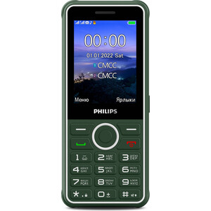 Мобильный телефон Philips E2301 Xenium 32Mb зеленый кошелек на кнопке отдел для купюр для карт зеленый