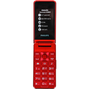 Мобильный телефон Philips E2601 Xenium красный раскладной luazon для iphone 11 pro с отсеком под карты кожзам красный