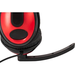 Наушники с микрофоном Oklick HS-L300 черный/красный 1.8м мониторные оголовье (1532021)