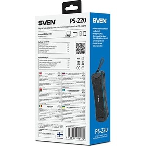 Портативная колонка Sven PS-220 черный/синий 10W 2.0 BT/3.5Jack/USB 10м 1200mAh (SV-016470)