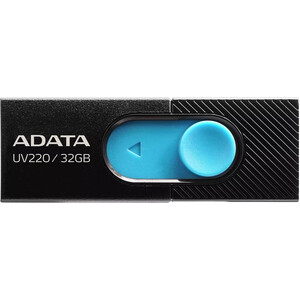 Флеш Диск A-DATA 32Gb UV220 AUV220-32G-RBKBL USB2.0 черный/синий флеш диск a data 64gb classic ac008 ac008 64g rwe usb2 0 синий белый