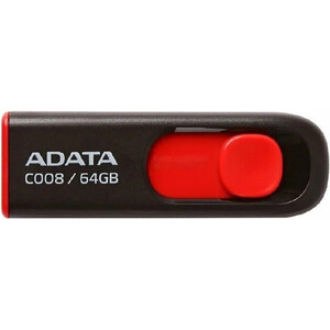Флеш Диск A-DATA 64Gb Classic AC008 AC008-64G-RKD USB2.0 красный/черный флеш диск a data 32gb classic c008 ac008 32g rwe usb2 0 белый синий