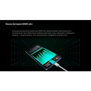 Смартфон Realme RMX3506 narzo 50i Prime 64Gb 4Gb зеленый 6049094 - фото 5