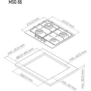 фото Газовая варочная панель monsher msg 66 beige