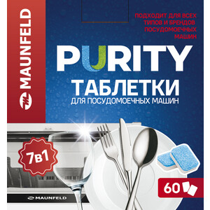 фото Таблетки для посудомоечных машин all in 1 purity maunfeld purity all in 1, mdt60ph (60шт)