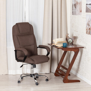 фото Кресло tetchair кресло bergamo хром (22) ткань, коричневый, 3м7-147