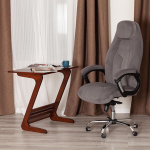 Кресло TetChair Boss Lux флок серый/серый перфорированный 29/29/06