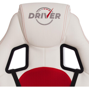 Кресло TetChair Driver (22) кож/зам/ткань, белый/красный 36-01/TW-08