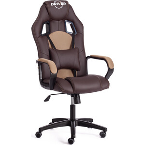 Кресло TetChair Driver (22) кож/зам/ткань, коричневый/бронза 36-36/TW-21 кресло tetchair swan флок коричневый 6