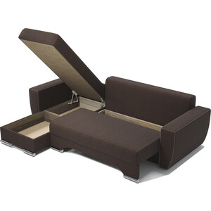 Угловой диван Шарм-Дизайн ЕвроШаг левый шоколадная рогожка