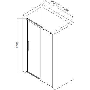 Душевая дверь AQUAme 100х195 прозрачная, хром (AQM4803-10)