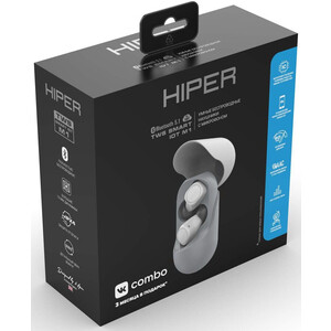 фото Наушники hiper tws smart iot m1 серый беспроводные bluetooth в ушной раковине (htw-m10)