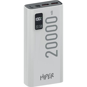 Мобильный аккумулятор Hiper EP 20000 20000mAh 3A QC PD 2xUSB белый (EP 20000 WHITE) внешний аккумулятор accesstyle winter 20pd 20000 ма ч