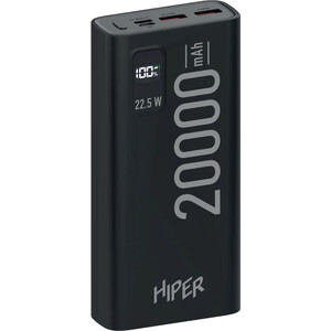 Мобильный аккумулятор Hiper EP 20000 20000mAh 3A QC PD 2xUSB черный (EP 20000 BLACK) внешний аккумулятор accesstyle winter 20pd 20000 ма ч