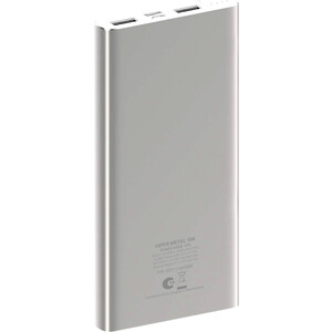 фото Мобильный аккумулятор hiper metal 10k 10000mah 2.4a 2xusb серебристый (metal 10k silver)