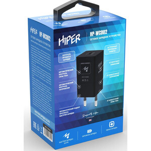 Сетевое зарядное устройство (СЗУ) Hiper HP-WC002 3A PD+QC универсальное черный