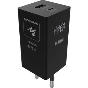 Сетевое зарядное устройство (СЗУ) Hiper HP-WC004 3A+2.5A PD+QC универсальное черный