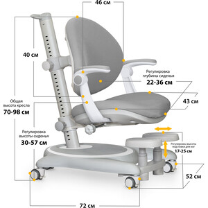 Детское кресло Mealux Ortoback Plus Grey обивка серая однотонная