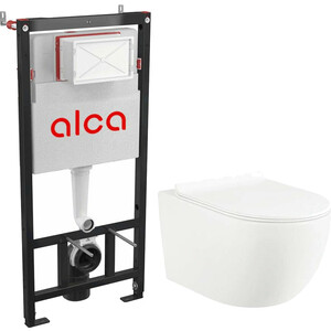 Комплект унитаза Selena Esfera с инсталляцией AlcaPlast, сиденье микролифт (E001WG/AM101) насадка для унитаза alcaplast
