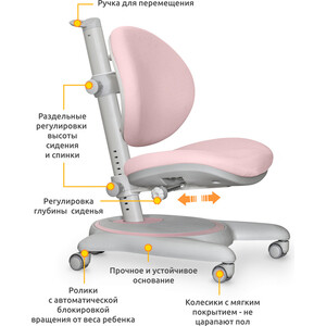 фото Детское кресло mealux ortoback pink обивка розовая однотонная