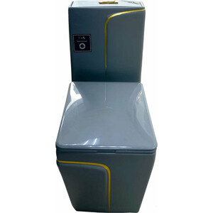 Унитаз-моноблок Emmy с сиденьем микролифт, серый/черный (EY-9010)