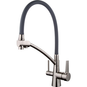 Смеситель для кухни Gappo G4398 с подключением фильтра, сатин серый (6959477695391) смеситель для кухни d lin d159315 1 с выходом для питьевой воды