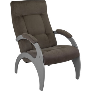 фото Кресло для отдыха мебелик пири, ткань шоколад, каркас серый ясень