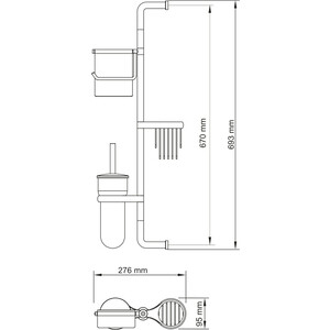 фото Стойка для туалета wasserkraft настенная, хром (k-1438)